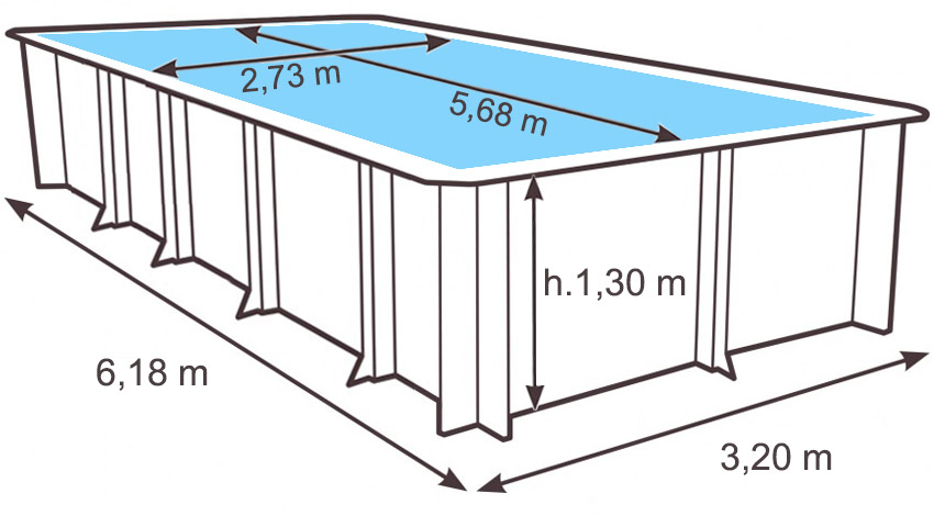 Dimensioni Piscina in legno Gre MANGO