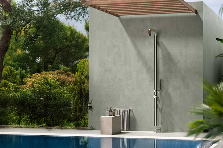 Doccia ad acqua calda e fredda CHIA in acciaio Inox 316