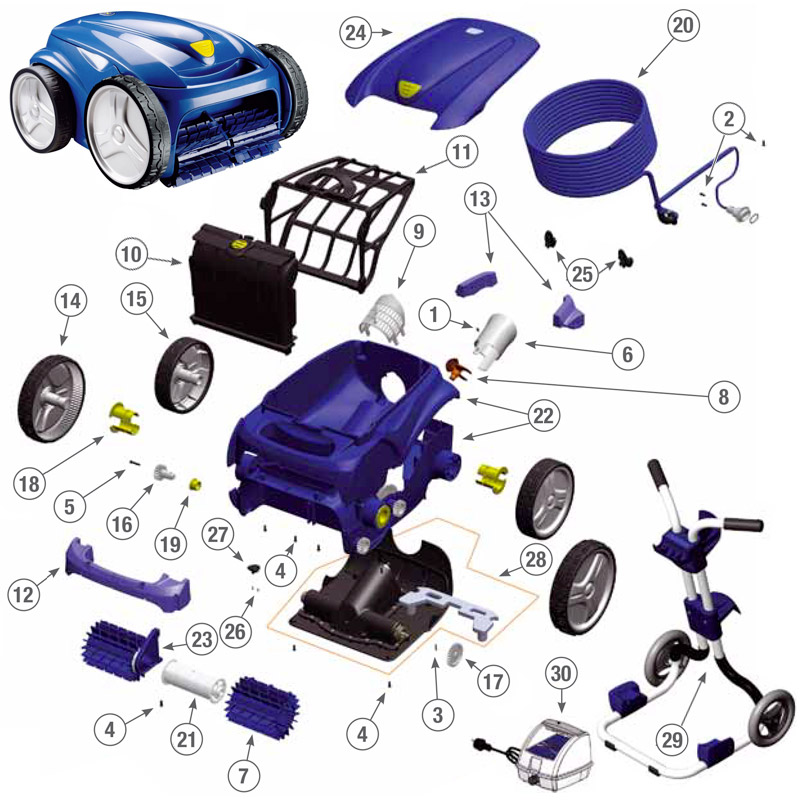 Ricambi per robot zodiac vortex 3