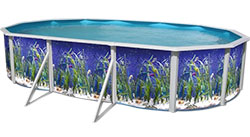 piscina in acciaio decorata fuori terra