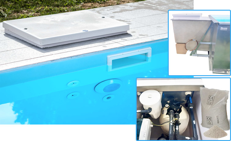 Pannello filtrante con locale tecnico preassemblato per piscina ITALIKA Steel EASY