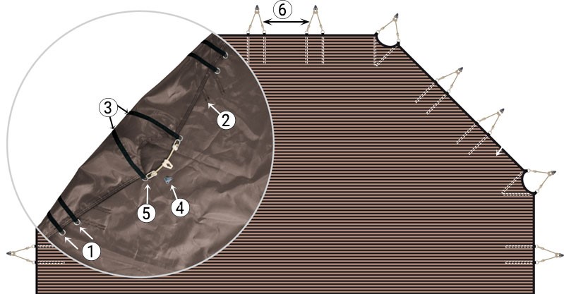 Copertura di Sicurezza Filtrante GRILLE WOOD con tiranti ogni 0,90 x 0,90 m per piscine fuori terra