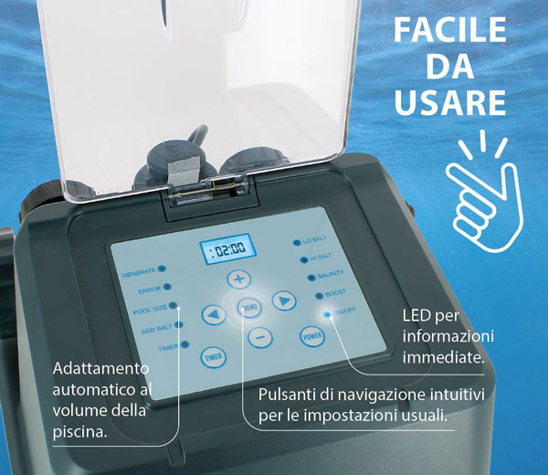 Impianto Di Sale Per Piscina Clorinatore Autopulente 8g/h - Generatore Di Cloro Per Piscina E SPA Con Allarmi Di Sicurezza