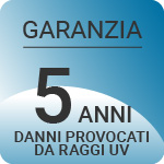Garanzia 5 anni contro i danni provati da raggi UV