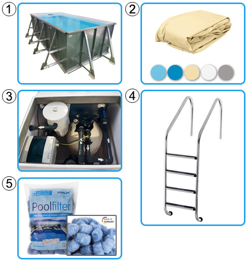 Piscina Interrata In Pannelli D'acciaio Italika® Easy Rettangolare 5,00 X 3,00 H1,50 M - Kit Base Con Liner Presaldato A Sacco 0,75 Mm 23 Piscina Italika in pannelli d'acciaio kit base con liner presaldato