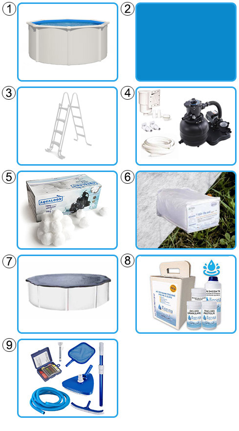 Piscina fuori terra STEEL WHITE colore bianco, KIT PRO