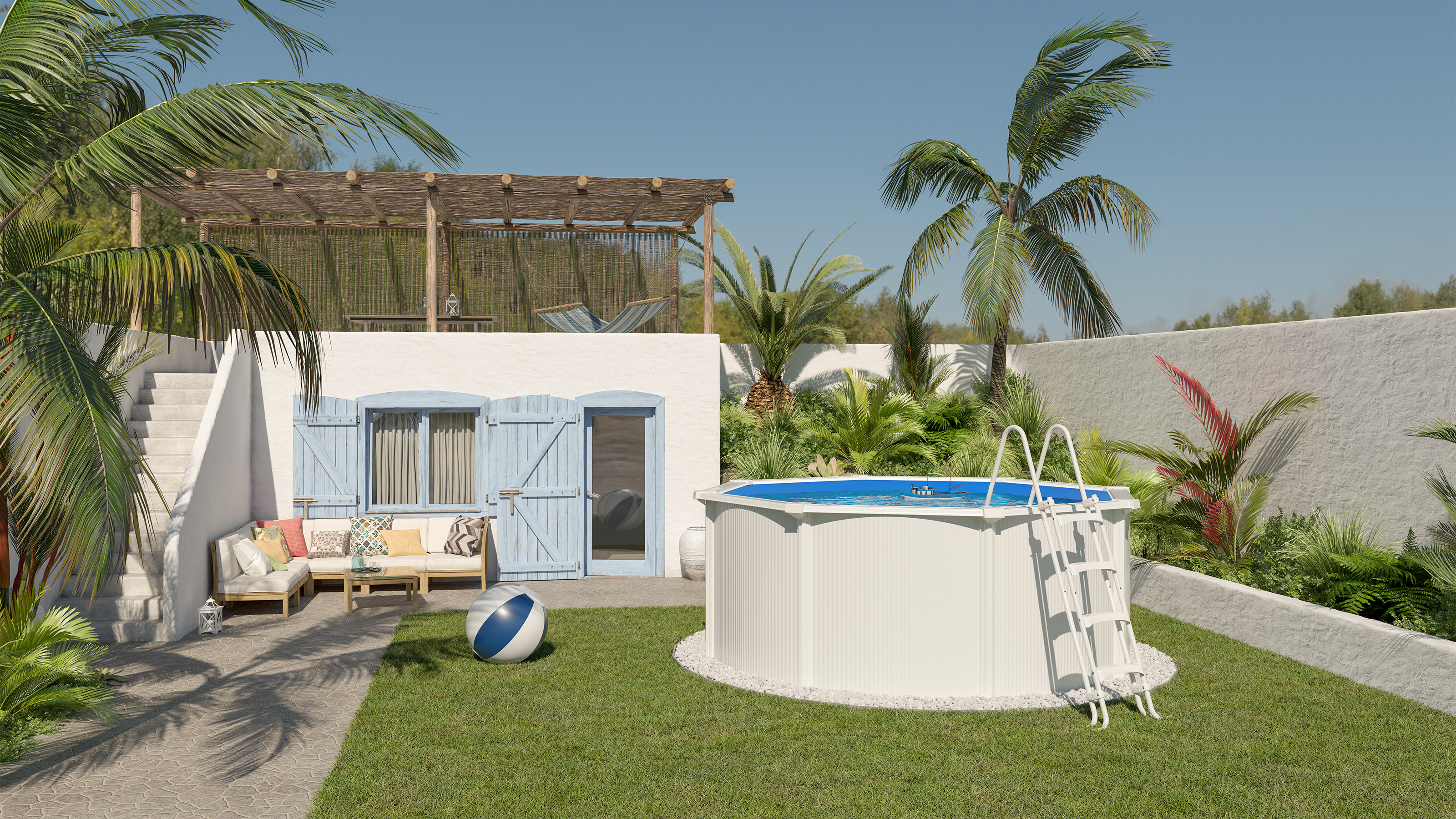 Piscina fuori terra in acciaio STEEL White, verniciatura bianca