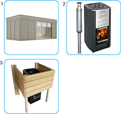 Sauna finlandese da esterno ARES6 KIT STANDARD CON STUFA A LEGNA