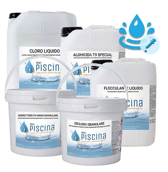 Kit Cloro Control Per Mantenimento Acqua Piscina - Fino A 55 Mc 4 Prodotti chimici mantenimento piscina