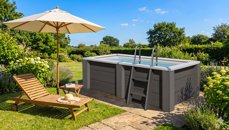 Piscina in legno composito WPC WOOD CONNECT 3,15 x 1,75 x h 0,96 m