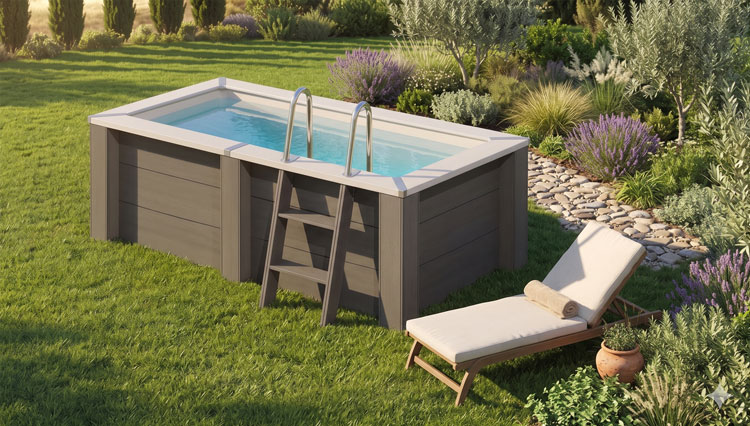 Piscina in legno composito WPC WOOD CONNECT 3,15 x 1,75 x h 0,96 m