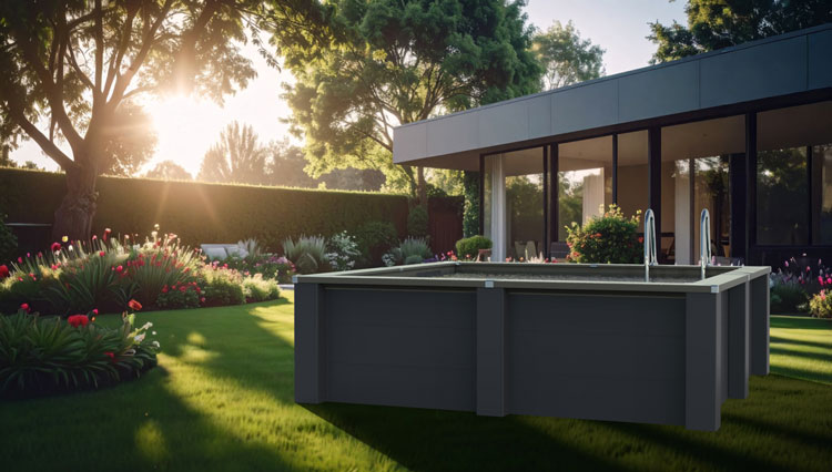 Piscina in legno composito WPC WOOD CONNECT 3,15 x 3,15 x h 0,96 m