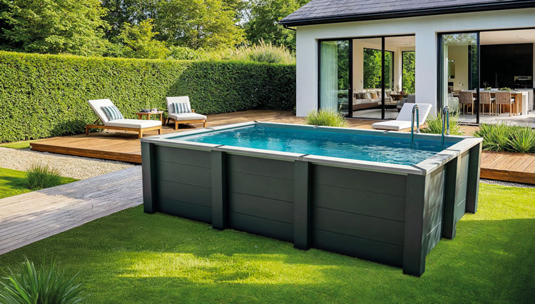 Piscina in legno composito WPC WOOD CONNECT 4,55 x 3,15 x h 1,26 m