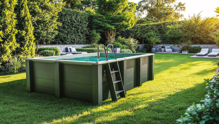 Piscina in legno composito WPC WOOD CONNECT 4,55 x 3,15 x h 1,26 m