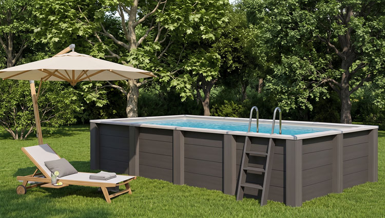 Piscina in legno composito WPC WOOD CONNECT 5,95 x 3,15 x h 1,26 m