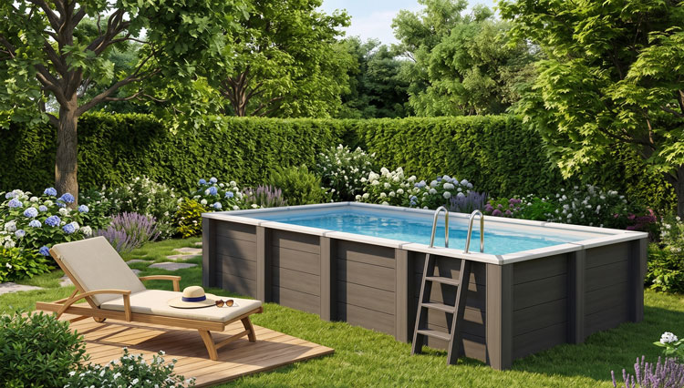 Piscina in legno composito WPC WOOD CONNECT 5,95 x 3,15 x h 1,26 m