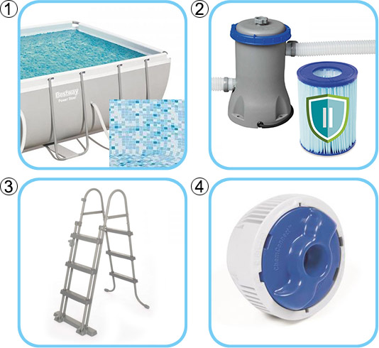 KIT BASE Piscina fuori terra Bestway POWER STEEL 4,04 x 2,01 x h.1,00 m