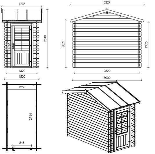 Casetta in legno LUCIA dimensioni