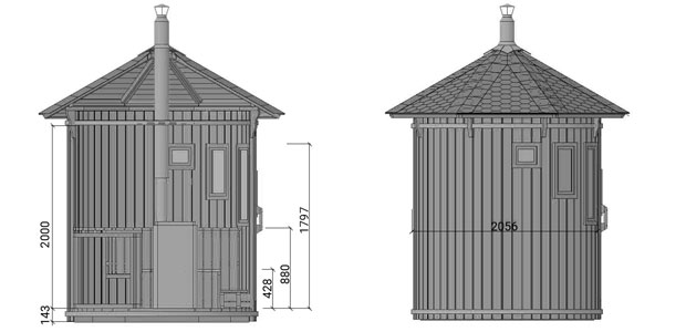 dimensione sauna ade