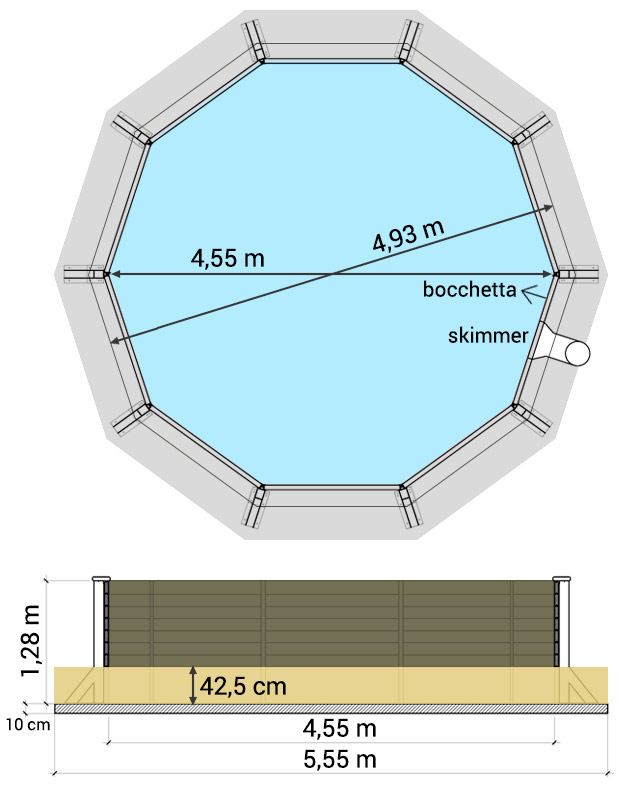 Piscina fuori terra decagonale Naturalis Ã˜ 4,93 x h 1,28 m