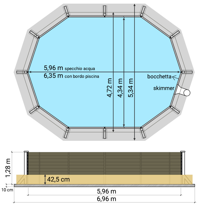 Piscina fuori terra decagono allungato Naturalis 6,35 x 4,72 x h 1,28 m