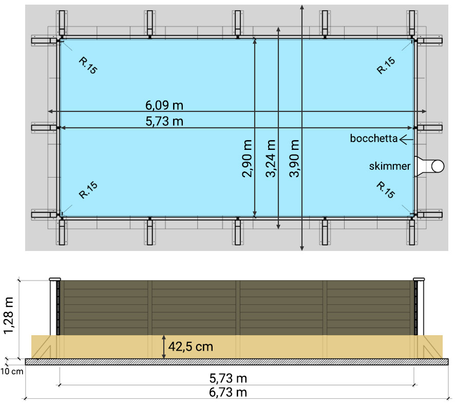 Piscina fuori terra rettangolare Naturalis 6,09 x 3,24 x h 1,28 m