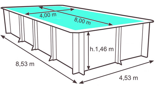 Dimensioni Piscina in legno NaturalWood BWT WEVA 8x4