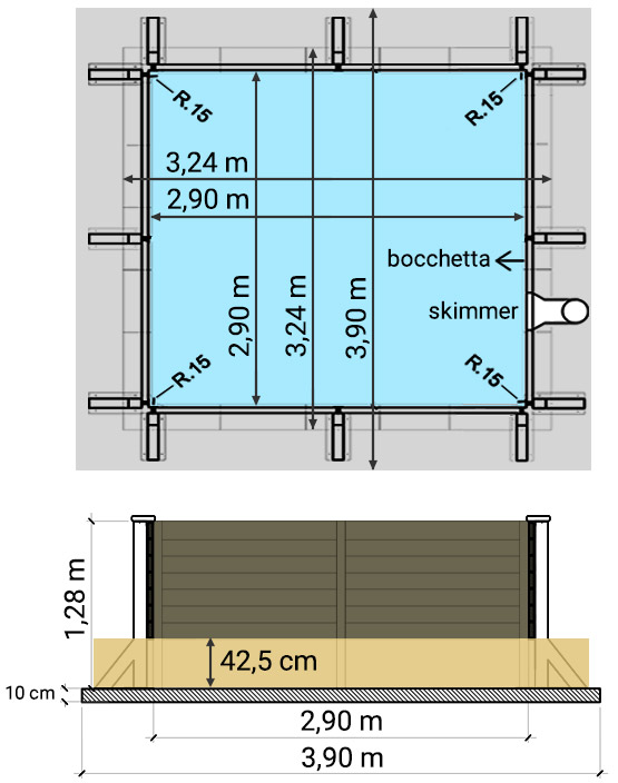 Piscina fuori terra rettangolare Naturalis 3,24 x 3,24 x h 1,28 m