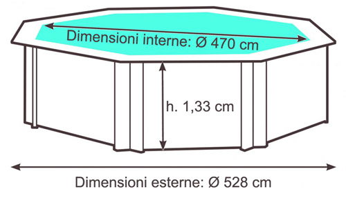 Dimensioni Piscina in legno NaturalWood BWT WEVA 530