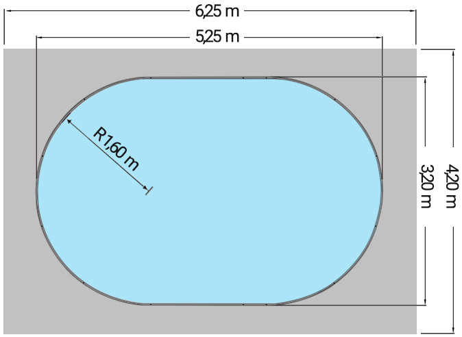 Dimensioni Piscina interrata OLIVIA 525 - 5,25 x 3,20 x h 1,20 m