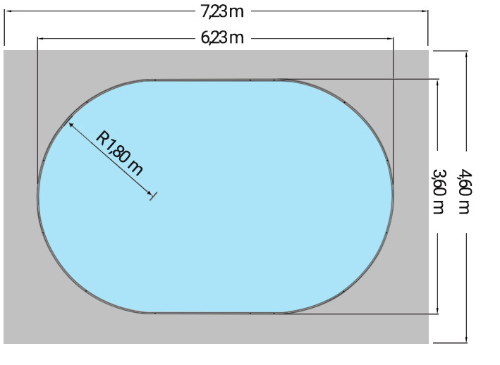Dimensioni Piscina interrata OLIVIA 623 - 6,23 x 3,60 x h 1,35 m