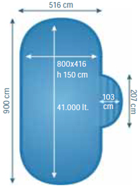 Piscina in acciaio con scala romana Piscina in acciaio con scala romana