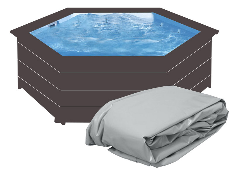 Liner Grigio per piscina Gre in legno composito WPC WOOD ottagonale Ã˜ 410 xh.1,24 m