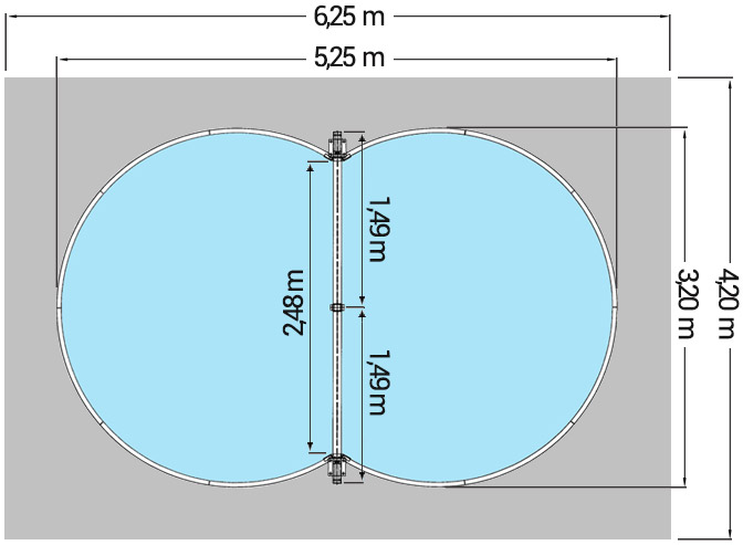 Dimensioni Piscina interrata ISABELLA 525 - 5,25 x 3,20 x h 1,20 m