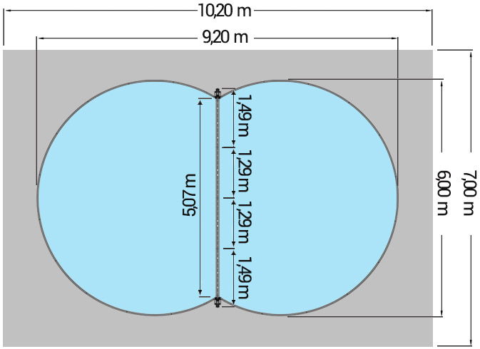 Dimensioni Piscina interrata ISABELLA 920 - 9,20 x 6,00 x h 1,50 m