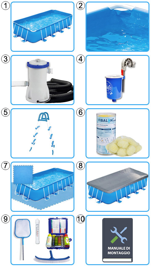 Piscina Fuori Terra SWING METAL FRAME rettangolare - KIT PRO