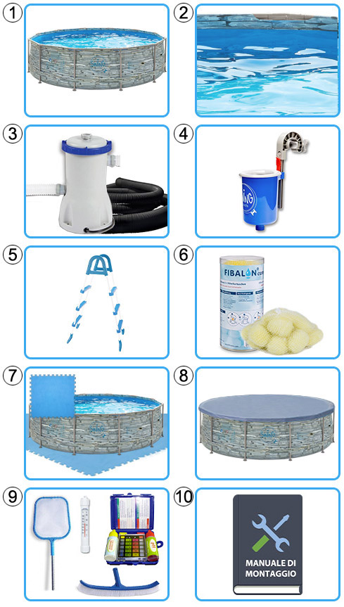 Piscina Fuori Terra SWING METAL FRAME STONE DESIGN - KIT PRO