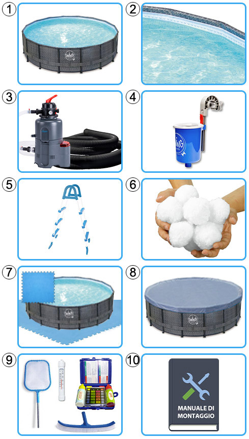 Piscina fuori terra circolare SWING FRAME WICKER Dark KIT PRO