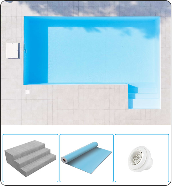 Piscina interrata Italika Steel con scala recessa