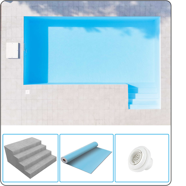 Piscina interrata Italika Steel con scala recessa