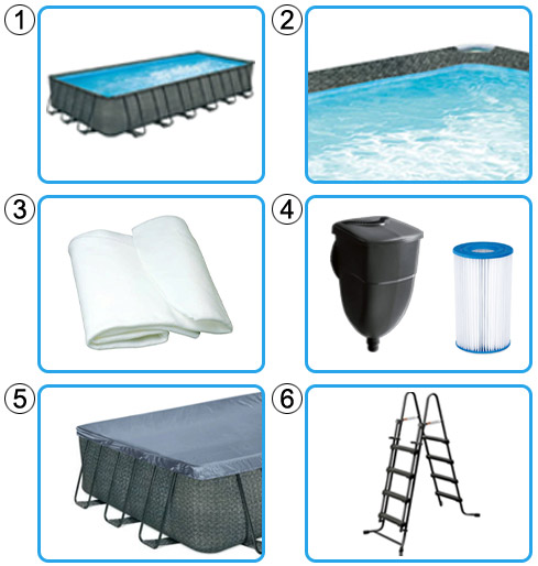 Piscina Fuori Terra ELITE METAL FRAME Rattan rettangolare - KIT EASY