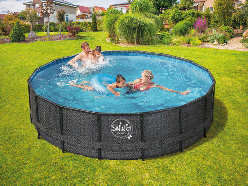 Piscina fuori terra circolare SWING FRAME WICKER Dark