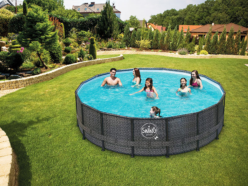 Piscina fuori terra circolare SWING FRAME WICKER Dark