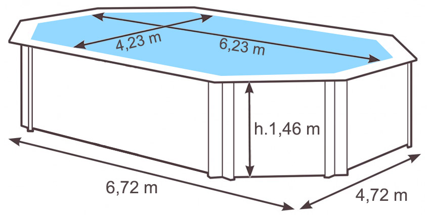 Piscina in legno PoolWood 6,72 x 4,72 x h 4,46 m