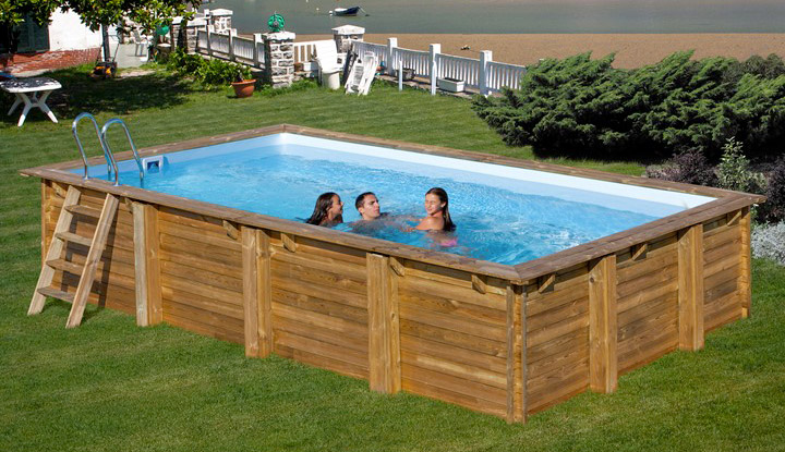 Piscina in legno GRE PRAGA - 8,15 x 4,20 x h.1,46 m