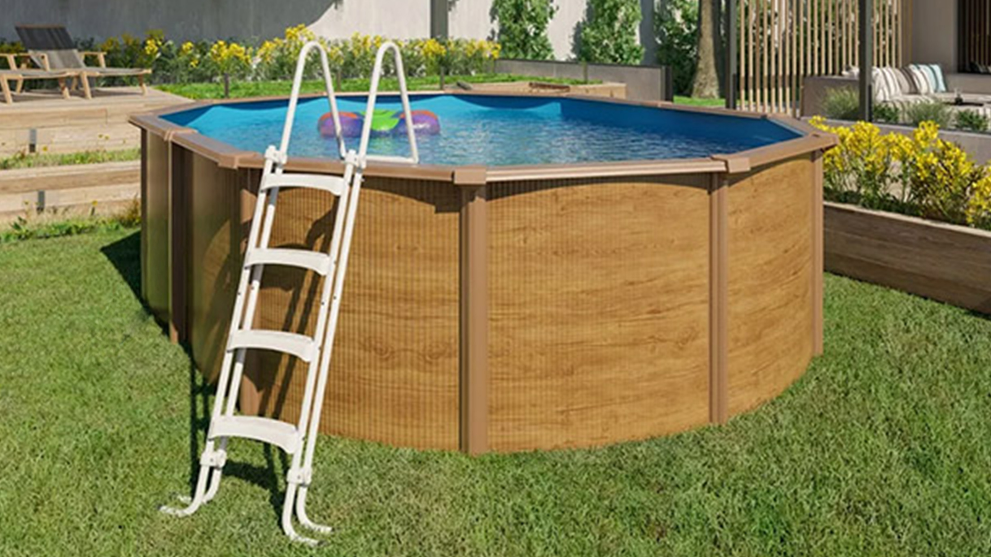 Piscina fuori terra in acciaio effetto legno STEELWOOD