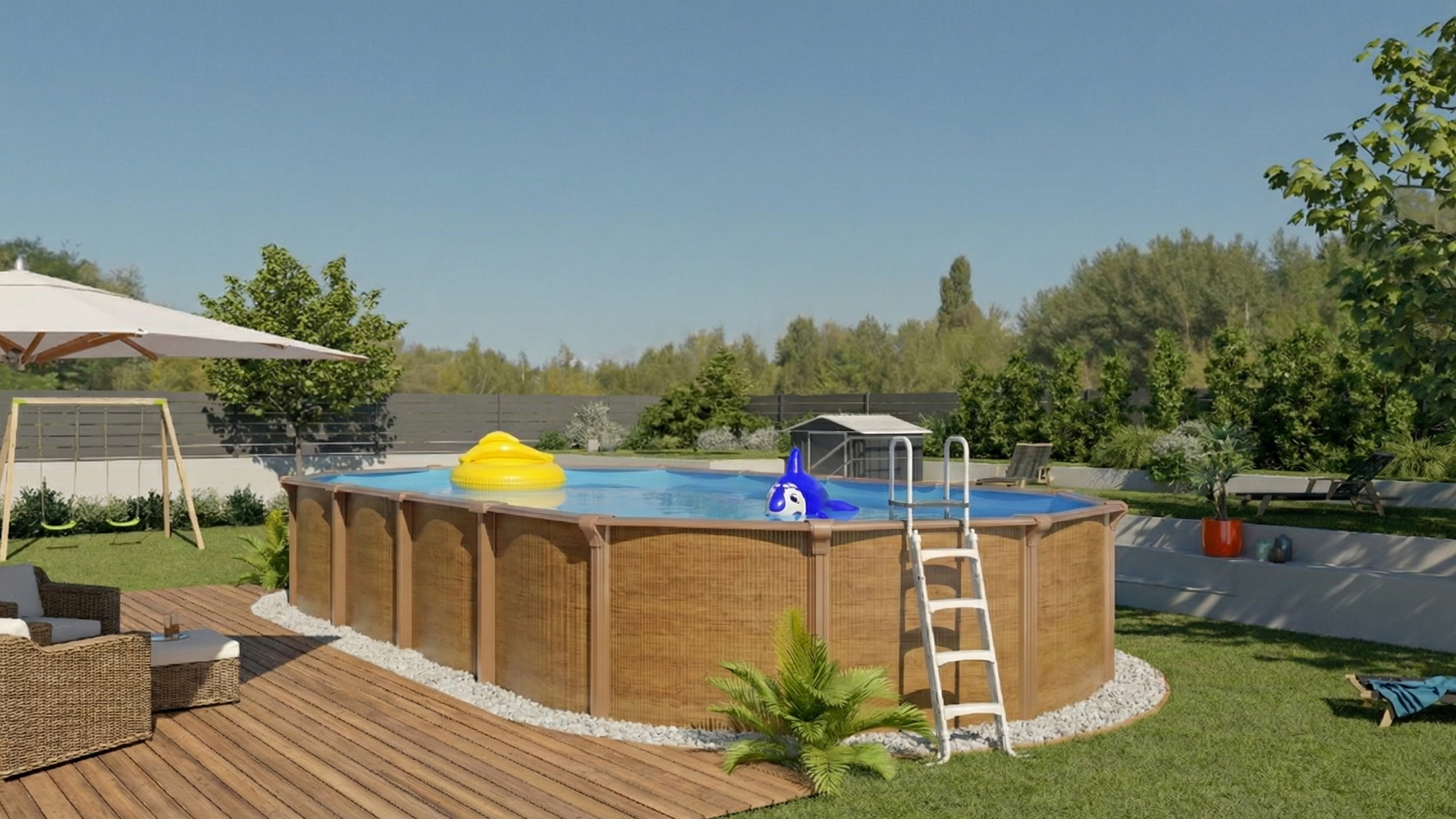 Piscina fuori terra in acciaio effetto legno STEELWOOD Piscina fuori terra in acciaio effetto legno STEELWOOD