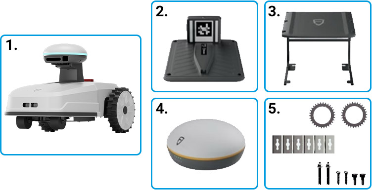 Materiale incluso robot tagliaerba senza filo perimetrale FJD Smart Wireless FR4000