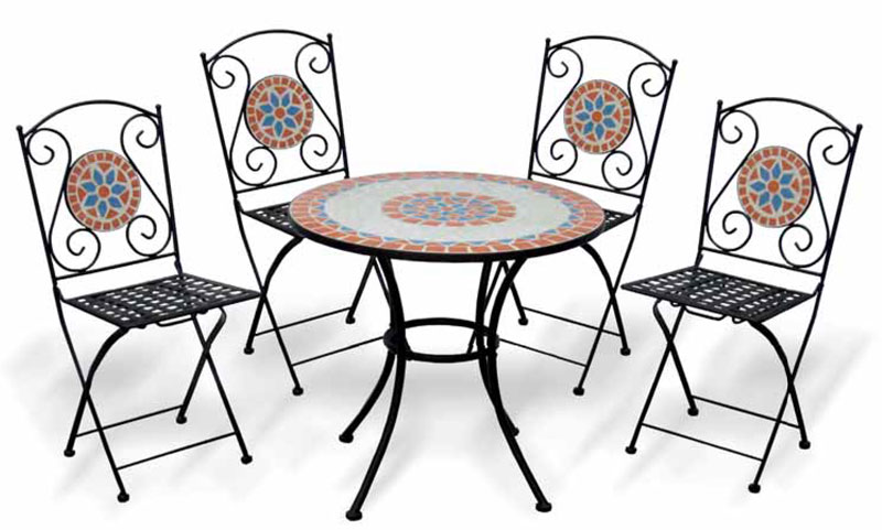 Set bistrot da giardino con mosaico TAORMINA, con 4 sedie