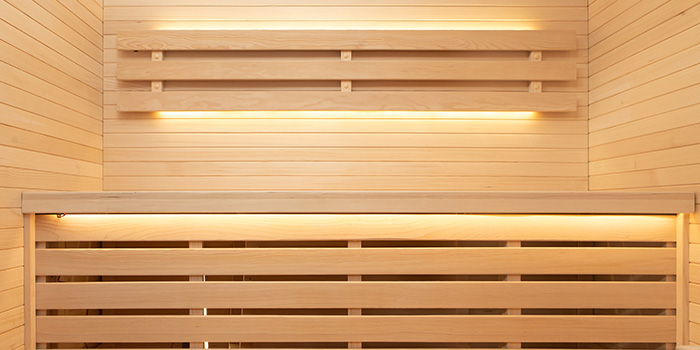 Illuminazione LED Sauna finlandese tradizionale KARA angolare da 3 posti Illuminazione LED Sauna finlandese tradizionale KARA angolare da 3 posti